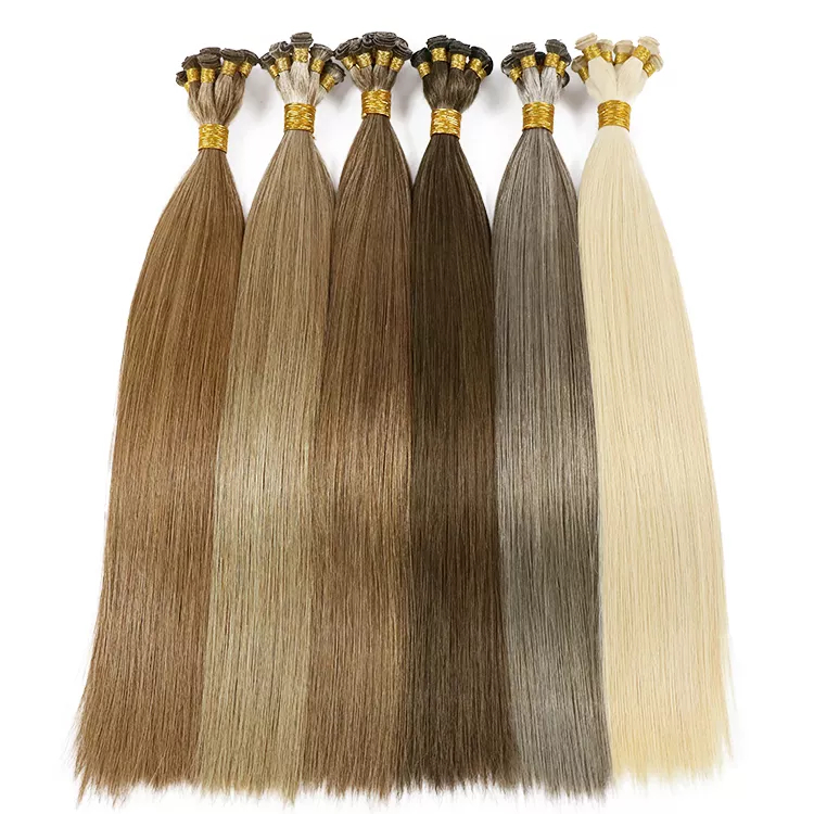 Thick End Virgin European Cuticle Hair 100% remy hand tied weft human hair extensions